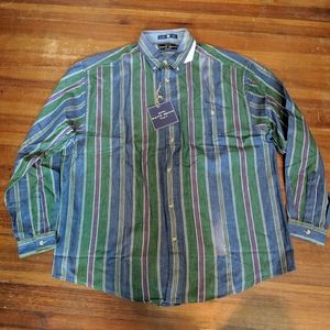 Navy Blue striped flannel shirt NWT